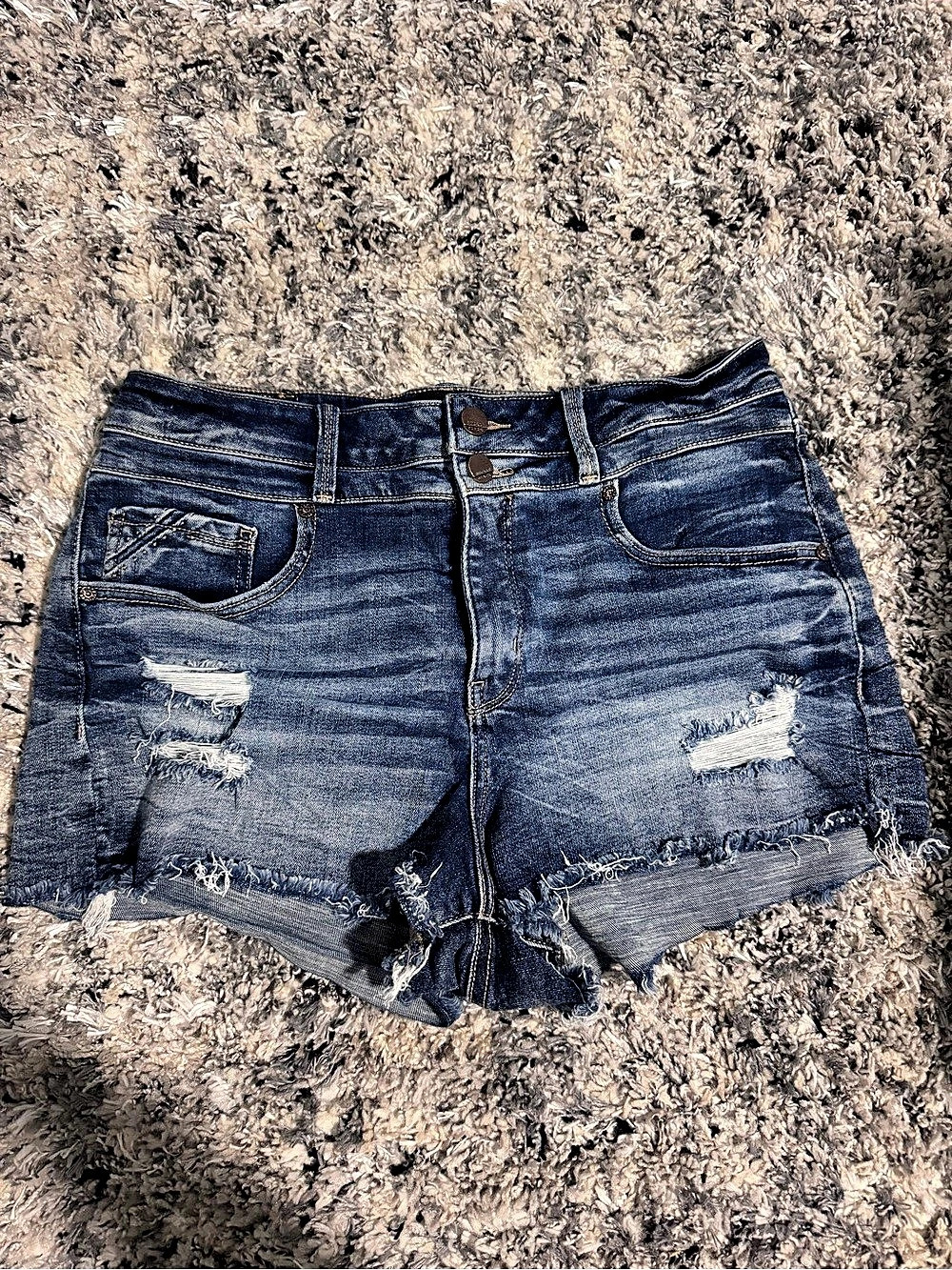 Buckle Black Distressed Denim Jean Shorts Waist 31